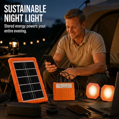 🔥 Portable Solar Power Station + 2 LED Lights – Power Anywhere, Anytime ☀️🔋