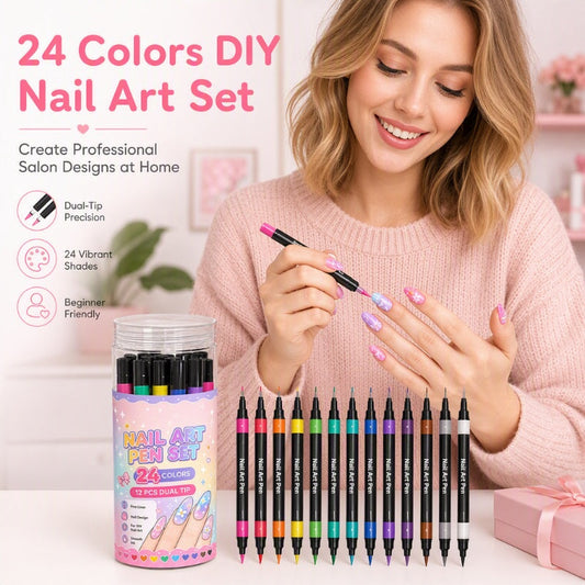 💅 LIMITED‑TIME 50% OFF! 💥 24 Colors Dual Ended Nail Art Pens Set – Creative. Salon‑Quality. Easy DIY ✨